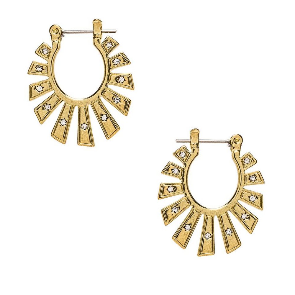 LUV AJ Gold Plated Swarovski Crystal Hoops NWT